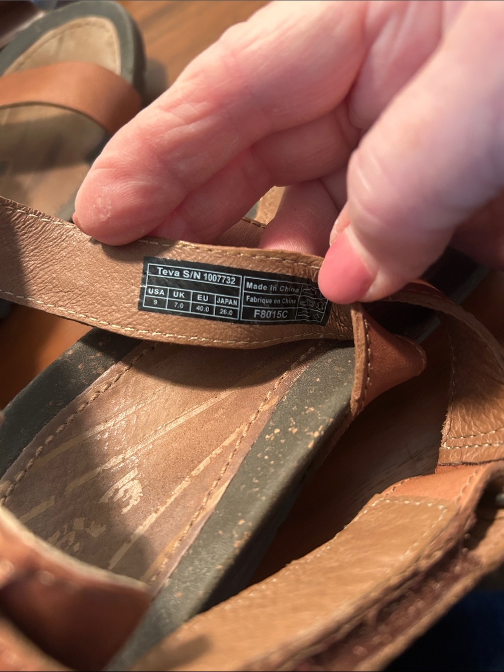 Teva Tan Leather Cross-Strap Sandals - Picture 8 of 8